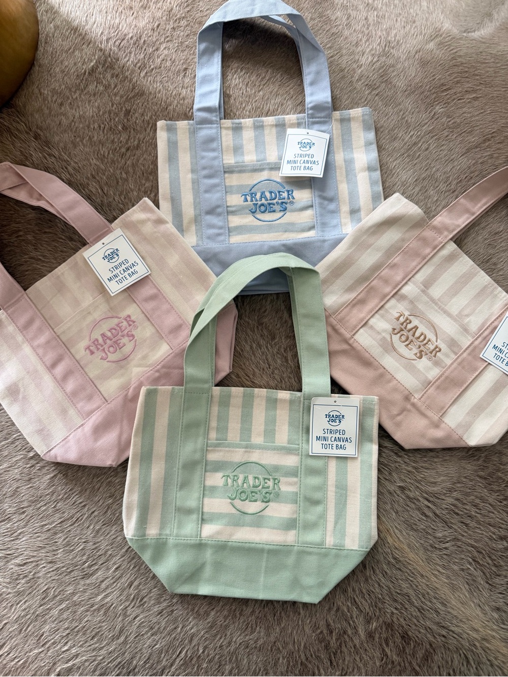 4 Trader Joe's Striped Mini Canvas Tote  you get all 4 for the listing price